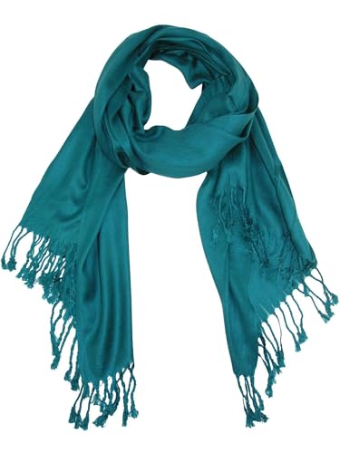 CTM® Women's Classic Pashmina Style Shawl Wraps, Teal4