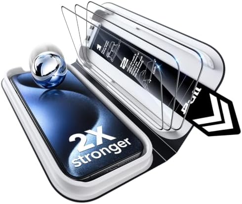 ESR 3 Stück für iPhone 15 Pro für Panzerglas, Classic | One-Pull Schnellinstallation, 2X Stoßschutz, 9H gehärtetes Glas, Vollflächig Displayschutzfolie, UltraFit-Ablage,Blasenfrei