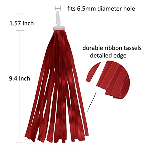 Catin Red Bicycle Ribbon Streamers Scooter Cloth Tassel For Vintage Bike Decoration, 1 Pair #TOP2