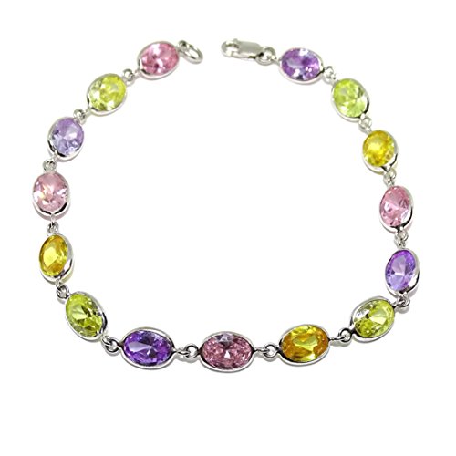Bracelet en or blanc 18 carats haut de gamme et ses 15 zircons colorés