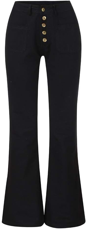 Women's Flare Bell Bottom High Waist Jeans Vintage Stretch Bootcut Denim Trouser with Pockets