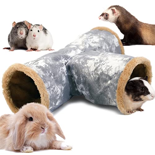 LeerKing Kaninchen Tunnel Meerschweinchen Röhren Kuscheltunnel waschbar Kuschelhöhle Spielzeug für Ratten Frettchen Katzentunnel Kleintiere Käfig zubehör Φ20cm Grau