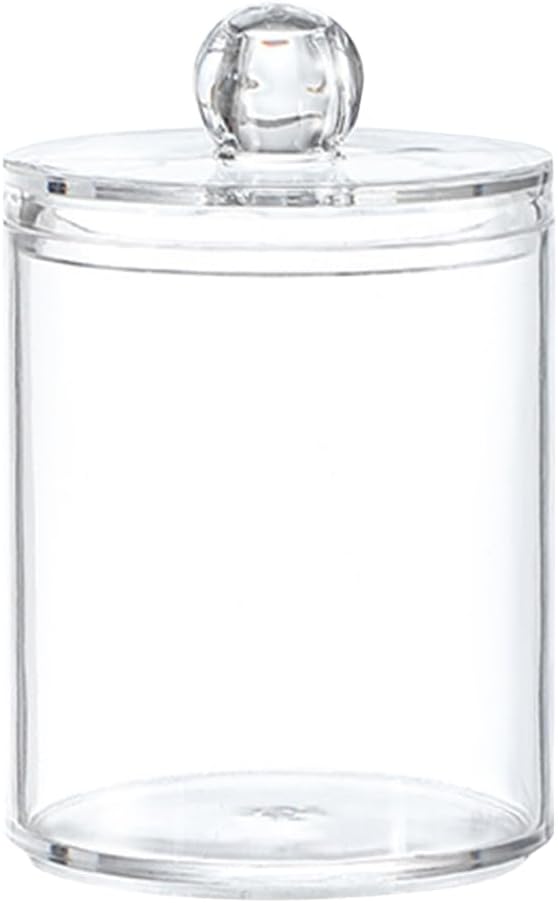 Unomor Transparent Cotton Ball Jar with Lid Airtight Storage Container 4.13X2.75X2.75In Organizer for Bathroom Cotton Swabs Makeup Accessories
