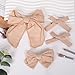 4 PCS Fable Hair Bow Clip Set-Cotton Linen Alligator Hair Clips or Little Girls Toddlers Kids Neutral Handmade Hair Accessories (Beige)