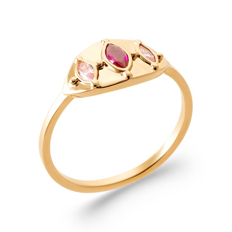 Bague style égyptien en plaqué or et zircons rose pour illuminer vos tenues de soirée