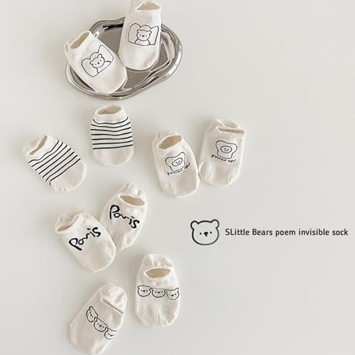 Girl Ankle Socks Cartoon Striped Letter Crew Breathable Spring Summer No Show Socks 5 Pairs4