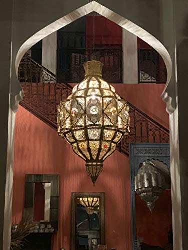 Orientalische Lampe grosse Pendelleuchte Gold Roubla 145cm E27 Lampenfassung | Marokkanische Design Hängeleuchte Leuchte… – Bild 3