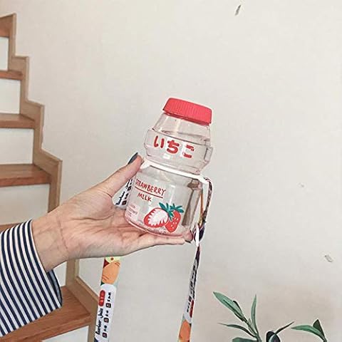 Weingläser Kaffeebecher Geschenk 480Ml Kawaii Cute Fruits Wasserflasche Erdbeermilchflasche Tragbar Auslaufsicher Cover