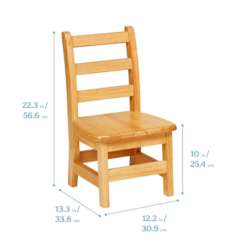 Image of ECR4Kids Three Rung Ladderback Chair, 10in Seat Height, Classroom Seating, Honey, 2-Pack