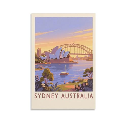 NHGEQAA Sydney Australie Affiche de voyage vintage 20 x 30 cm Impression sur toile