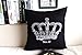 xiaoxong658 Cuscino Quadrato Cuscino in Stile Nordico Moderno Minimalista Bianco e Nero Corona a Torre Federa Federa da Comodino Federa per divano-45x45cm Cuscino con Core_Crown su Nero