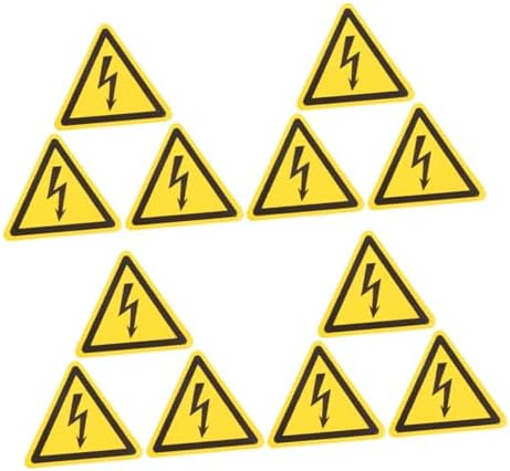 NUOBESTY 12 adet uyarı çıkartması "Dikkat Elektrik çarpması tehlikesi" 4 cm üçgen kendinden yapışkanlı yüksek gerilim uyarı levhaları uzun ömürlü malzemeden yapılmış kontrol dolapları için güvenlik - Görsel 1