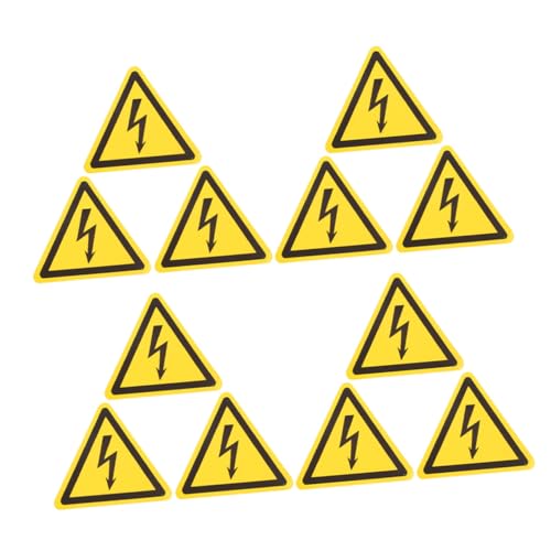 NUOBESTY 12 adet uyarı çıkartması "Dikkat Elektrik çarpması tehlikesi" 4 cm üçgen kendinden yapışkanlı yüksek gerilim uyarı levhaları uzun ömürlü malzemeden yapılmış kontrol dolapları için güvenlik