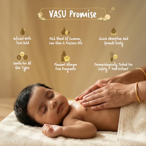Image of Vasu Swarna Malish Ayurvedic Tailam Baby Massage Oil - 200 ml | Suvarna Infused | Helps Strengthen Developing Bones | Deeply Nourishes | Quick Absorption & Spreads Easily | Improves Blood Circulation