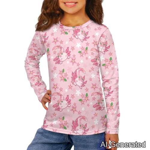 Image of Renewold Boys Girls Tees Kids T-Shirt Long Sleeve Crewneck T Shirts Casual Athletic Tops Clothing for Home School Travel