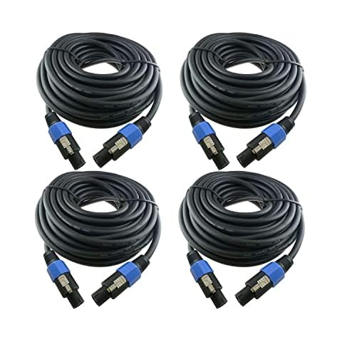 Yoico Professional 2 Pack 50 Feet + 2 Pack 25 Feet Speakon to Speakon Speaker Cables Cover