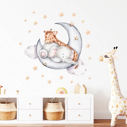 Vinilo Decorativo Bebé Elefante y Jirafa sacinora miniatura 1