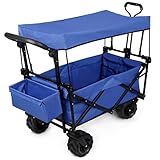 【HOHE KAPAZITÄT &STABIL】： Unser Bollerwagen bietet einen stabilen Rahmen aus Metall (erweiterte Größe: 120*97*60 cm) und hat eine Tragfähigkeit von bis zu 50 kg. Der Transportwagen ist ideal zum Transport von allerlei Dingen, wie Werkzeuge, Getränkekisten, Gepäck und noch viel mehr.