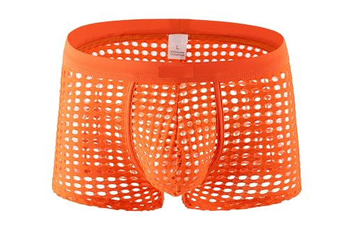 Image of PANTEASY Men's Solid Low Rise Comfortable Cotton Blend See Through Trunk Boxer Underwear, Underpants