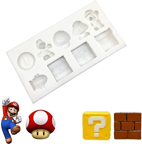 INKU 9-Cavity Super Mario Fondant Molds Silicone Candy Mold, Baking Cake Decorating Mold Tools For Cupcake Chocolate, Ice Cube & Clay