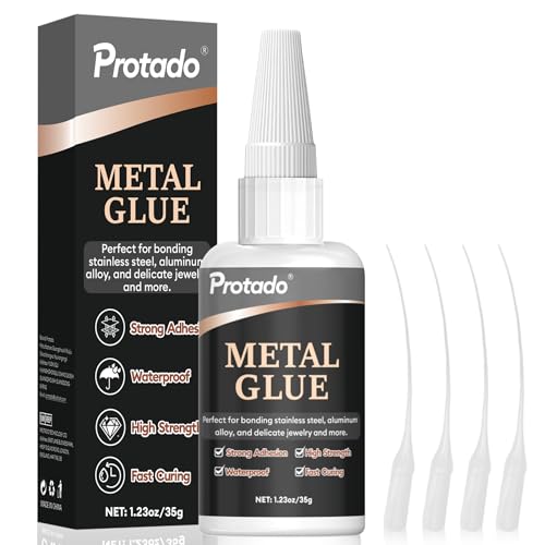 Protado Metal Glue, 35g Heavy Duty Super Strong Clear Glue, Waterproof Heat Resistant Adhesive for Metal Bonding, Repair, Steel, Aluminum, Iron, Copper, Auto Parts, DlY Kits