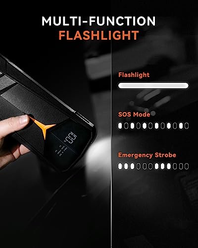 SUNPOW Lithium Jump Starter Battery Pack 2000A Peak 20000mAh (Up to All Gas and 8.5L Diesel),12V Battery Booster for Cars, Trucks, SUV, Portable Power Pack with LCD Screen & LED Light - Image 7