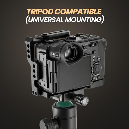 Image of HIFFIN FX2 Metal Camera Cage with Built-in Arca-Type Quick Release Plate, Filmmaking Video Cage with Cold Shoe Mount, 1 /4″ & 3 /8″ Threaded Holes