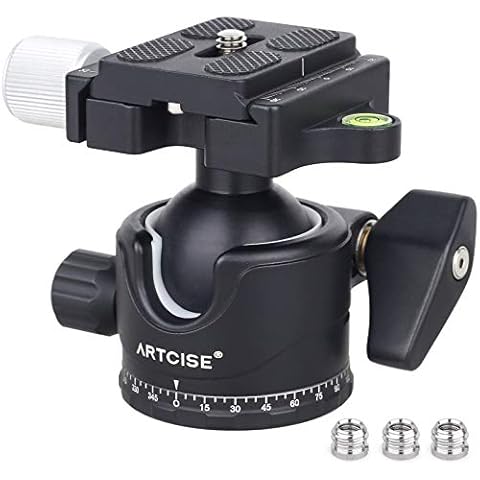 Low Profile Ball Head Stability Panoramic Tripod Head 360 Rotating Professional Ballhead with Arca Swiss Quick Release Plates Max Loading 33lbs/15kg for DSLR Cameras Telescope Cover