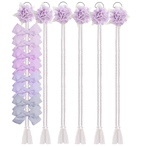 Image of cherrboll Flower Hair Bow Organizer for Baby Girls, 6PCS Floral Hair Clips Holder Headband Hair Accessories Wall Hanging Organizers Storage for Toddler Room Nursery Decor