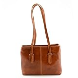  Dream Leather Bags Made in Italy toskanische echte Ledertaschen Echtes Leder Damen Umhängetasche, 2 Fächer Mit Reißverschluss Farbe Cognac - Italienische Lederwaren - Damentasche