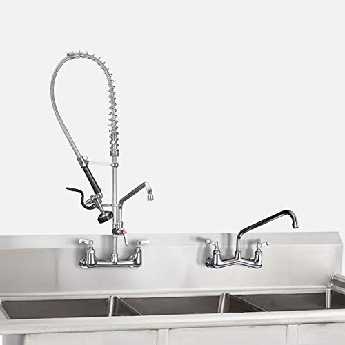 JZBRAIN Commercial Faucet with Sprayer, 36'' Height 8 Inch Center Brass