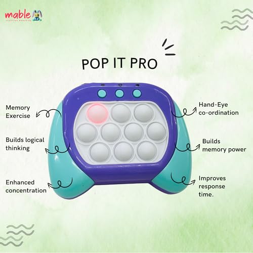 Image of Mable Pop it Pro Game, Fidget Toy with Music for Kids Girl & Boy, Four Modes and Electronic Speed Push Game for Stress Relief and Brain Exercise, Ideal for 3+ Years, Kid Boys and Girls ( Blue)