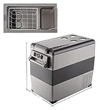 Actualizar 35L 45L 55L Compresor portátil de doble zona Coche Camping Nevera Coche Refrigerador Congelador Vehículo Camión RV Barco(Gray 55L)