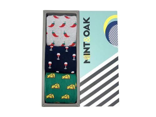 Image of Mint & Oak Printed Christmas Socks For Men, Cotton Crew Colorful Secret Santa Gift Box for Men, Xmas Calf Length Boys Socks With Fun Prints - Gift Box