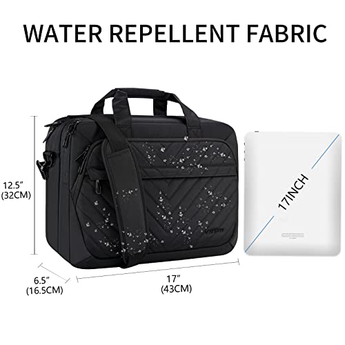 Vankean Laptop Briefcase For Women Men Fashion, Tsa Friendly Expandable 17 Inch Laptop Bag, Waterproof Computer Bag With Rfid Pocket, Work Bag For Women Messenger Bags, Business/Travel/College, Black #TOP1