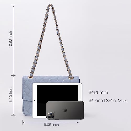 GM LIKKIE Bolsa de ombro acolchoada para mulheres, bolsa tiracolo de aba média com alça de corrente,