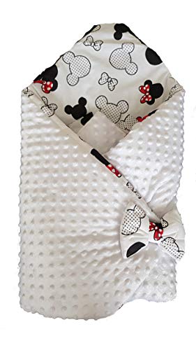 BlueberryShop Minky - Manta reversible para asiento de coche, saco de dormir para recién nacido,Baby Shower (0-3 m) (78 x 78 cm), color blanco
