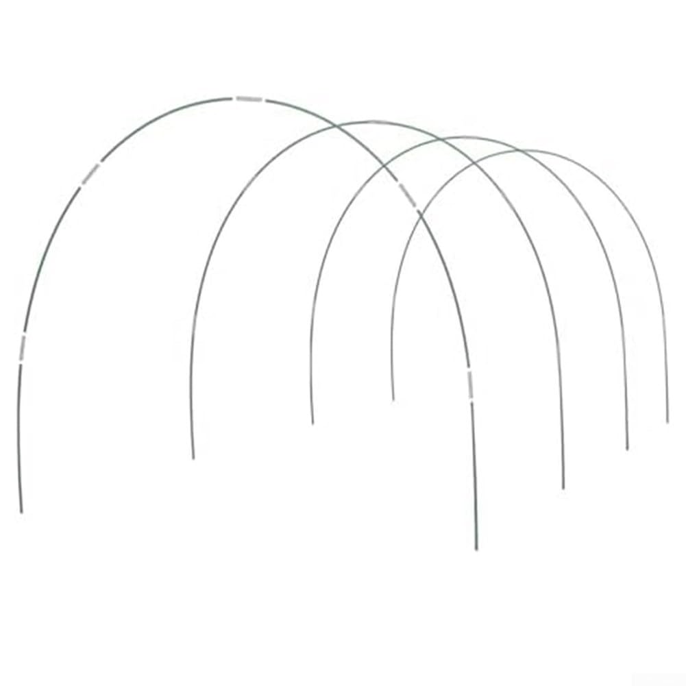 Aros de invernadero, kit de aro de jardín desmontable de fibra de vidrio para invernadero, túnel de cultivo, 20 tubos de conexión plateados y 24 tubos de fibra de vidrio