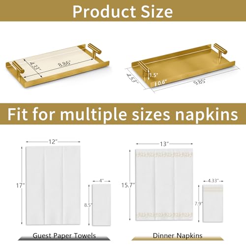 STWWO Napkin Holder for Bathroom, Guest Towel Holder Tray for Bathroom, Gold Guest Napkin Holders with T-Handle, Disposable Hand Towel Tray for Guest Room, Table, Kitchen by STWWO - Image 5