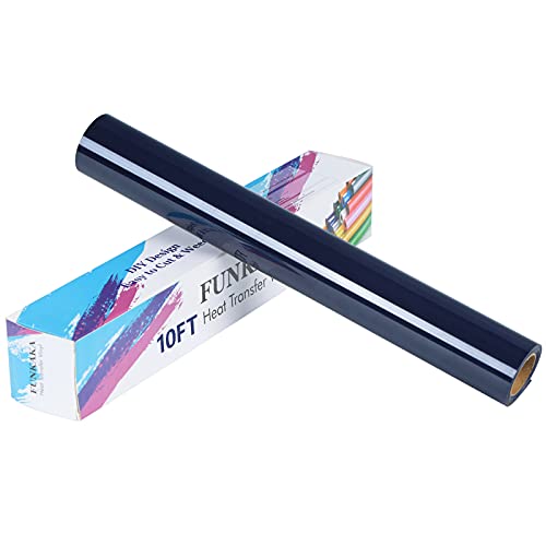 FUNKAKA Heat Transfer Vinyl Rolls - Navy Blue Iron on Vinyl 12 Inch X 10 Feet Matte No Adhesive HTV Vinyl (Navy Blue)