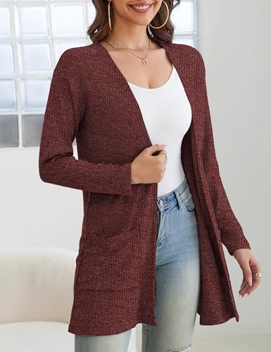 Image of OmicGot Women's Cardigans with Pockets Casual Lightweight Classic Open Front Cardigan Sweaters for Women S-XL