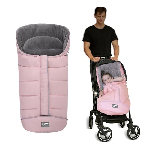 LAT Universelle Fußsack für Kinderwagen, Baby Winterfußsack Kinderwagen, Wasserdicht und Winddicht, Kapuze mit Kordelzug Universal Fußsack für Babyschale Buggy (A, Pink)