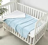 CREVENT Minky Baby Blanket for Girls Boys, Soft Plush Receiving Blanket for Newborns - 30x40 Inches (Blue + White)