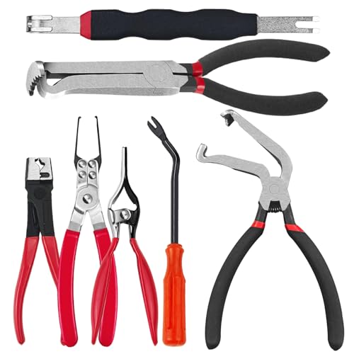 Aufisi Electrical Disconnect Pliers, 7 pcs Electrical Disconnect Pliers for Cars, Connector Removal Tool for Push Tab Style Plugs