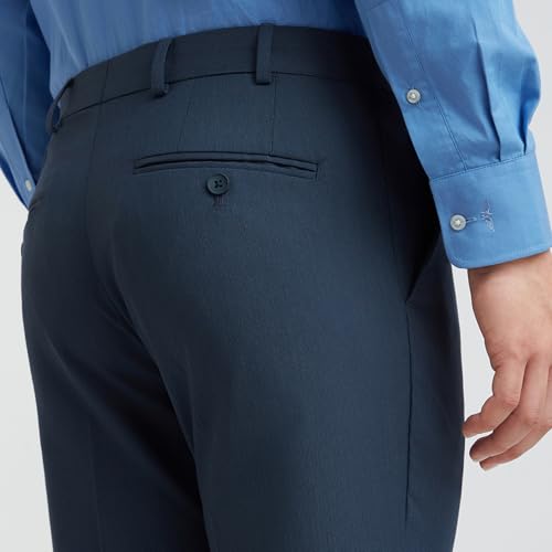Image of Park Avenue Men's Mid Rise Neo Fit Polyester Blend Stripe Pattern Flat Front Formal Regular Fit Trouser