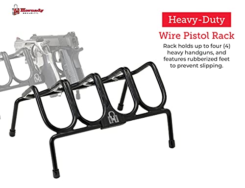 Hornady Pistol Rack For Gun Safe, Holds 4 Handguns – Gun Stand For Handgun Storage And Organization, For Pistols And Revolvers – Scratch-Resistant With Non-Slip Feet – Maximize Gun Safe Space #TOP2