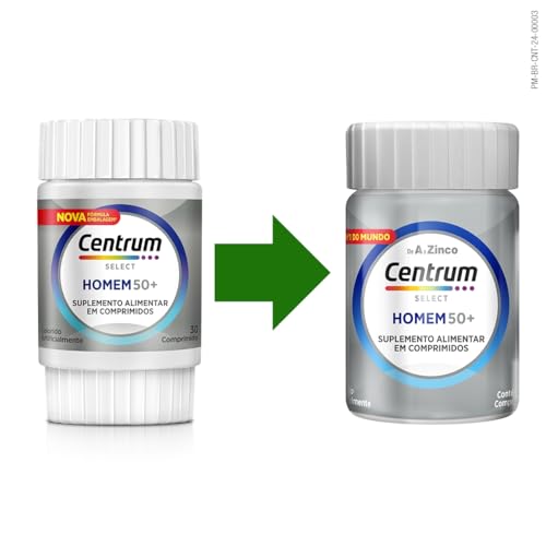 Centrum Homem Select 50 Mais, Multivitamínico Adulto com Vitamina D e Vitamina B12, Memória, Clareza