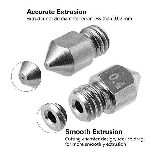 Creality 8 Pcs 3D Printer Hardened Steel Mk8 Nozzles, Upgraded Tungsten All Metal Extruder Nozzles 0.2Mm, 0.3Mm, 0.4Mm, 0.5Mm, 0.6Mm For Creality Ender 3 Ender 3 V2 Ender 3 Pro Cr-10 #TOP3