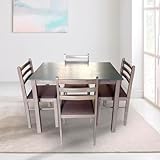 MOBI Comedor 4 Sillas de Madera Asturia - Juego de Mesa Rectangular Color Fresno - Largo 110cm x Alto 74cm – Ideal para...