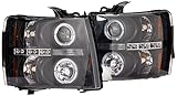 Spyder Auto Chevy Silverado 1500/2500/3500 Black Halogen LED Projector Headlight